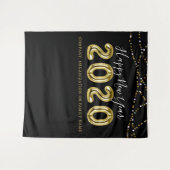 Moderne NIEUWJAAR Zwart Goud Foto Achtergrond Wandkleed (Voorkant (horizontaal))