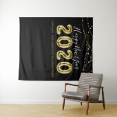 Moderne NIEUWJAAR Zwart Goud Foto Achtergrond Wandkleed (In Situ (horizontaal))