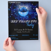 Moderne Nieuwjaarsavond Blauwe Disco Bal Feest Fly Flyer (Hand)