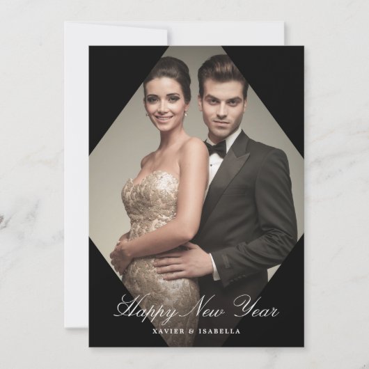 Moderne nieuwjaarsdag fotofeestdag feestdagenkaart (Voorkant)