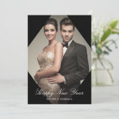 Moderne nieuwjaarsdag fotofeestdag feestdagenkaart (Staand voorkant)