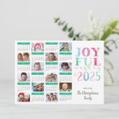 Moderne Nieuwjaarsfotocollage 2025 Kalender JOYFUL Feestdagenkaart (Staand voorkant)