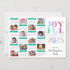 Moderne Nieuwjaarsfotocollage 2025 Kalender JOYFUL Feestdagenkaart