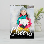 Moderne Nieuwjaarsgroet Minimalistisch Script Foto Folie Feestdagenkaart (Staand Voorkant)