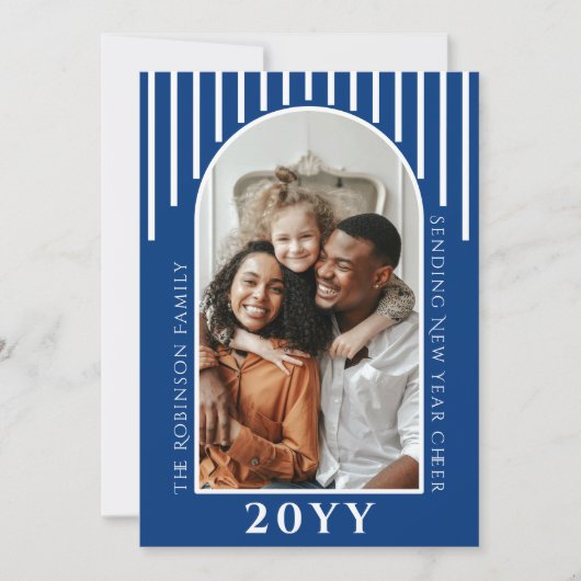 Moderne Nieuwjaarskaart Bericht op Achterkant Feestdagenkaart (Voorkant)