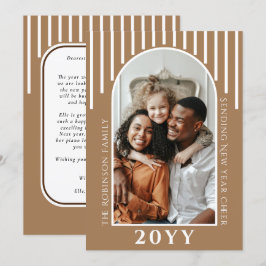 Moderne Nieuwjaarskaart met Bericht op Achterkant Feestdagenkaart