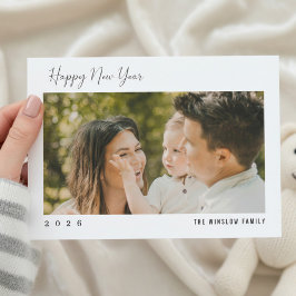 Moderne Nieuwjaarskaart met één foto Feestdagenkaart