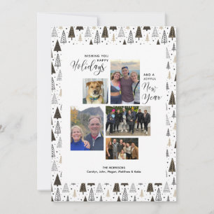 Moderne Nieuwjaarskaarten Fotocollage Handgetekend Feestdagenkaart