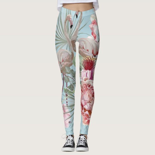 Moderne nieuwkomers Elegant floral and Flamingo Leggings (Voorkant)
