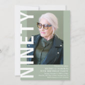 Moderne NINETY Foto 90th Birthday Party Invitation Kaart (Voorkant)