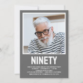 Moderne NINETY Foto 90th Birthday Party Invitation Kaart (Voorkant)