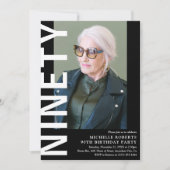 Moderne NINETY Foto 90th Birthday Party Invitation Kaart (Voorkant)