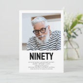 Moderne NINETY Foto 90th Birthday Party Invitation Kaart (Staand voorkant)
