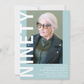 Moderne NINETY Foto 90th Birthday Party Invitation Kaart (Voorkant)