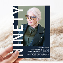 Moderne NINETY Foto 90th Birthday Party Invitation Kaart