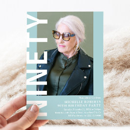 Moderne NINETY Foto 90th Birthday Party Invitation Kaart