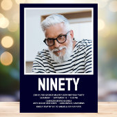 Moderne NINETY Foto 90th Birthday Party Invitation Kaart