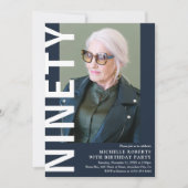 Moderne NINETY Foto 90th Birthday Party Invitation Kaart (Voorkant)