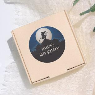 Moderne Ninja Silhouette Verjaardagsfeestje Ronde Sticker