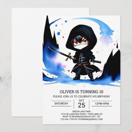 Moderne Ninja Training Verjaardag Kaart (Voorkant / Achterkant)