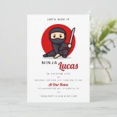 Moderne Ninja Verjaardagsfeestje Krijger Kaart (Staand voorkant)