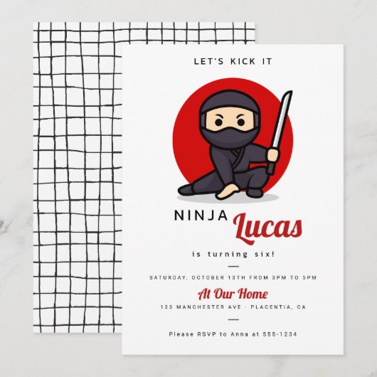 Moderne Ninja Verjaardagsfeestje Krijger Kaart (Voorkant / Achterkant)