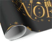 Moderne Noel Gold en Black Christmas Cadeaupapier (Rol Hoek)