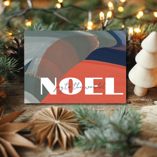 Moderne Noel Joy to the World Non Foto Kerstmis Feestdagen Kaart