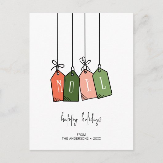 Moderne Noel Prettige feestdagen Gift Labels Holid Briefkaart (Voorkant)