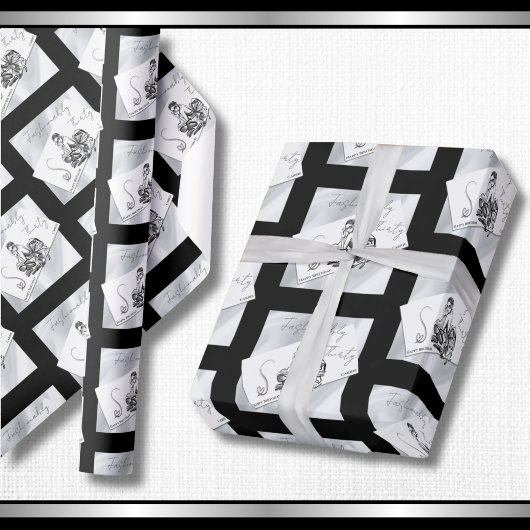 Moderne Noir 30e Verjaardag Couture Inpakpapier