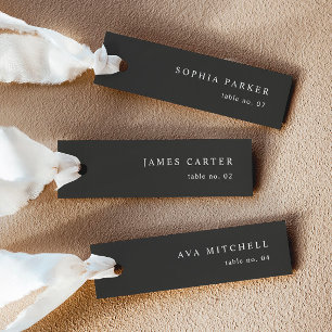 Moderne Noir Wedding Naam Plaats Kaarten