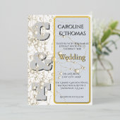 Moderne non-conformistische Pearl Gold Script Wedd Folie Uitnodiging (Staand Voorkant)
