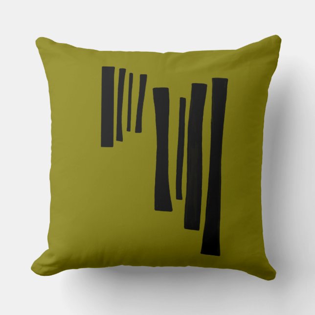 Moderne Noordse Houten Abstracte Worp Kussen (Voorkant)