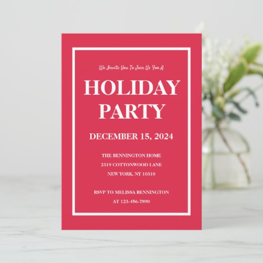 Moderne Nordic Red and White Pattern Holiday Party Kaart (Staand voorkant)