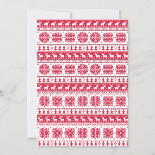 Moderne Nordic Red and White Pattern Holiday Party Kaart (Achterkant)