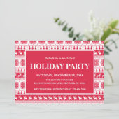 Moderne Nordic Red and White Pattern Holiday Party Kaart (Staand voorkant)