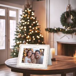 Moderne Nordic Taupe en Witte Foto Kerst Kaart