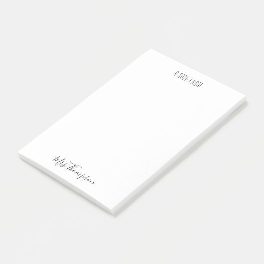 Moderne nota van de lerarennaam post-it® notes (Schuin)