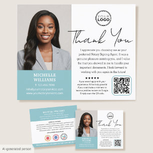 Moderne Notaris Bedankt Foto QR Blauw Flyer