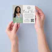 Moderne Notaris Bedankt Foto QR Code Groen Flyer (Hand)