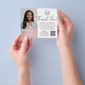 Moderne Notaris Bedankt Foto QR Code Roze Flyer (Hand)