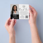 Moderne Notaris Bedankt Foto QR Code Zwart Flyer (Hand)
