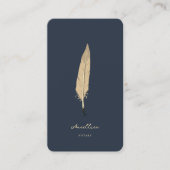 Moderne notaris Donkerblauw Gouden Quill Monogram Visitekaartje (Voorkant)