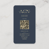 Moderne notaris Donkerblauw Gouden Quill Monogram Visitekaartje (Achterkant)