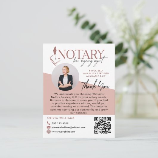 Moderne Notaris Foto Review & Bedank Foto Briefkaart (Staand voorkant)