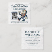 Moderne notaris met QR-code - Marmeren ontwerp Vierkante Visitekaartje (Voorkant / Achterkant)