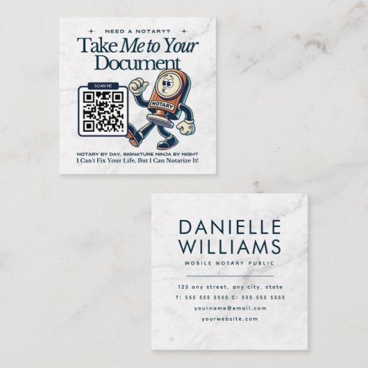 Moderne notaris met QR-code - Marmeren ontwerp Vierkante Visitekaartje (Voorkant / Achterkant)