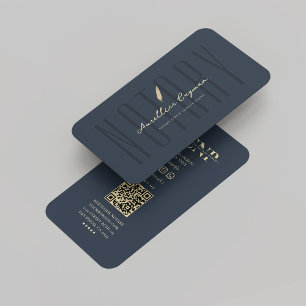 Moderne notaris Monogram Donkerblauw Gouden Quill  Visitekaartje