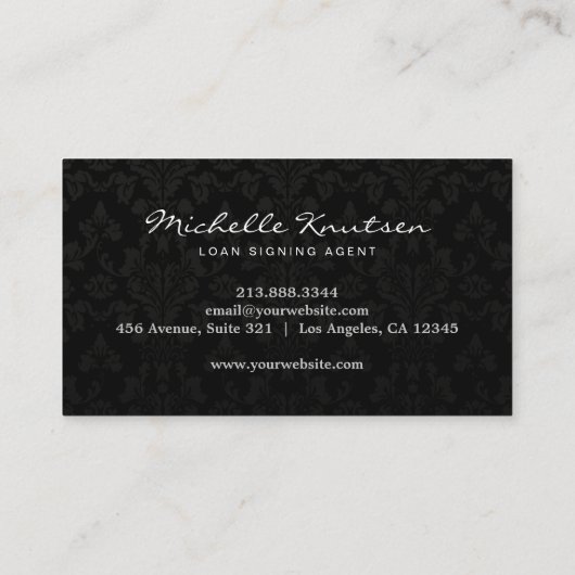 Moderne Notaris Ondertekening Agent Black Gold Dam Visitekaartje (Achterkant)