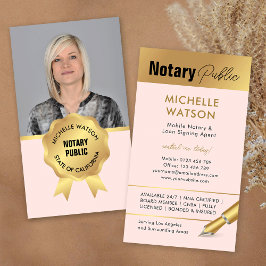 Moderne Notaris Openbare Foto Blush Pink & Gold Visitekaartje